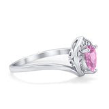 Teardrop Filigree Wedding Ring Round Simulated Cubic Zirconia 925 Sterling Silver