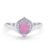 Teardrop Filigree Wedding Ring Round Simulated Cubic Zirconia 925 Sterling Silver