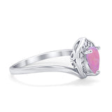 Teardrop Filigree Wedding Ring Round Simulated Cubic Zirconia 925 Sterling Silver