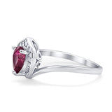 Teardrop Filigree Wedding Ring Round Simulated Cubic Zirconia 925 Sterling Silver
