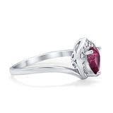 Teardrop Filigree Wedding Ring Round Simulated Cubic Zirconia 925 Sterling Silver