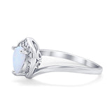 Teardrop Filigree Wedding Ring Round Simulated Cubic Zirconia 925 Sterling Silver