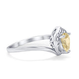 Teardrop Filigree Wedding Ring Round Simulated Cubic Zirconia 925 Sterling Silver