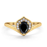 Teardrop Filigree Wedding Ring Round Simulated Cubic Zirconia 925 Sterling Silver