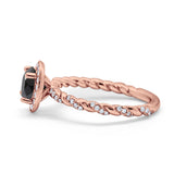 Halo Twisted Wedding Ring Simulated Cubic Zircnoia 925 Sterling Silver