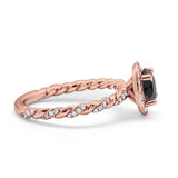 Halo Twisted Wedding Ring Simulated Cubic Zircnoia 925 Sterling Silver