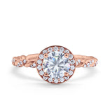 Halo Twisted Wedding Ring Simulated Cubic Zircnoia 925 Sterling Silver