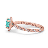 Halo Twisted Wedding Ring Simulated Cubic Zircnoia 925 Sterling Silver