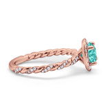 Halo Twisted Wedding Ring Simulated Cubic Zircnoia 925 Sterling Silver