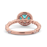 Halo Twisted Wedding Ring Simulated Cubic Zircnoia 925 Sterling Silver