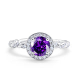 Halo Twisted Wedding Ring Simulated Cubic Zircnoia 925 Sterling Silver