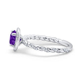 Halo Twisted Wedding Ring Simulated Cubic Zircnoia 925 Sterling Silver