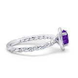 Halo Twisted Wedding Ring Simulated Cubic Zircnoia 925 Sterling Silver