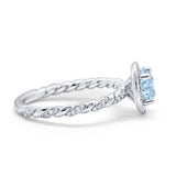Halo Twisted Wedding Ring Simulated Cubic Zircnoia 925 Sterling Silver