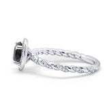 Halo Twisted Wedding Ring Simulated Cubic Zircnoia 925 Sterling Silver