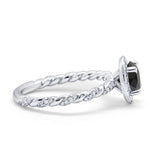 Halo Twisted Wedding Ring Simulated Cubic Zircnoia 925 Sterling Silver
