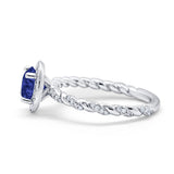 Halo Twisted Wedding Ring Simulated Cubic Zircnoia 925 Sterling Silver
