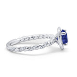 Halo Twisted Wedding Ring Simulated Cubic Zircnoia 925 Sterling Silver
