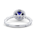 Halo Twisted Wedding Ring Simulated Cubic Zircnoia 925 Sterling Silver
