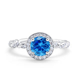 Halo Twisted Wedding Ring Simulated Cubic Zircnoia 925 Sterling Silver