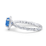 Halo Twisted Wedding Ring Simulated Cubic Zircnoia 925 Sterling Silver