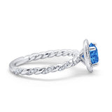 Halo Twisted Wedding Ring Simulated Cubic Zircnoia 925 Sterling Silver