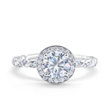 Halo Twisted Wedding Ring Simulated Cubic Zircnoia 925 Sterling Silver