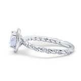 Halo Twisted Wedding Ring Simulated Cubic Zircnoia 925 Sterling Silver