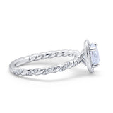 Halo Twisted Wedding Ring Simulated Cubic Zircnoia 925 Sterling Silver