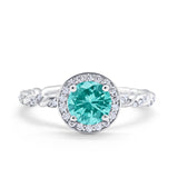 Halo Twisted Wedding Ring Simulated Cubic Zircnoia 925 Sterling Silver