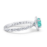 Halo Twisted Wedding Ring Simulated Cubic Zircnoia 925 Sterling Silver