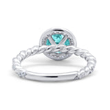 Halo Twisted Wedding Ring Simulated Cubic Zircnoia 925 Sterling Silver