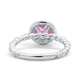 Halo Twisted Wedding Ring Simulated Cubic Zircnoia 925 Sterling Silver