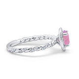 Halo Twisted Wedding Ring Simulated Cubic Zircnoia 925 Sterling Silver