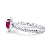 Halo Twisted Wedding Ring Simulated Cubic Zircnoia 925 Sterling Silver