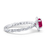 Halo Twisted Wedding Ring Simulated Cubic Zircnoia 925 Sterling Silver