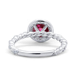 Halo Twisted Wedding Ring Simulated Cubic Zircnoia 925 Sterling Silver