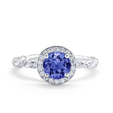Halo Twisted Wedding Ring Simulated Cubic Zircnoia 925 Sterling Silver