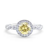 Halo Twisted Wedding Ring Simulated Cubic Zircnoia 925 Sterling Silver