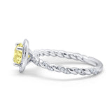Halo Twisted Wedding Ring Simulated Cubic Zircnoia 925 Sterling Silver