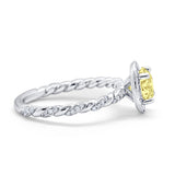 Halo Twisted Wedding Ring Simulated Cubic Zircnoia 925 Sterling Silver