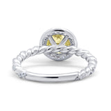 Halo Twisted Wedding Ring Simulated Cubic Zircnoia 925 Sterling Silver