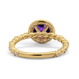 Halo Twisted Wedding Ring Simulated Cubic Zircnoia 925 Sterling Silver