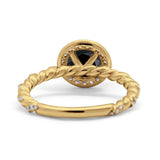 Halo Twisted Wedding Ring Simulated Cubic Zircnoia 925 Sterling Silver