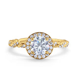 Halo Twisted Wedding Ring Simulated Cubic Zircnoia 925 Sterling Silver