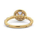 Halo Twisted Wedding Ring Simulated Cubic Zircnoia 925 Sterling Silver