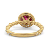 Halo Twisted Wedding Ring Simulated Cubic Zircnoia 925 Sterling Silver