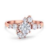 Fashion Ring Round Simulated Cubic Zirconia 925 Sterling Silver