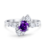 Fashion Ring Round Simulated Cubic Zirconia 925 Sterling Silver