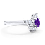 Fashion Ring Round Simulated Cubic Zirconia 925 Sterling Silver